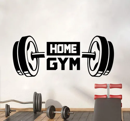 Vista 2 de Adhesivo decorativo de pared para gimnasio en casa, para sala de fitness, decoración de gimnasio, decoración de habitación, papel tapiz YMX73