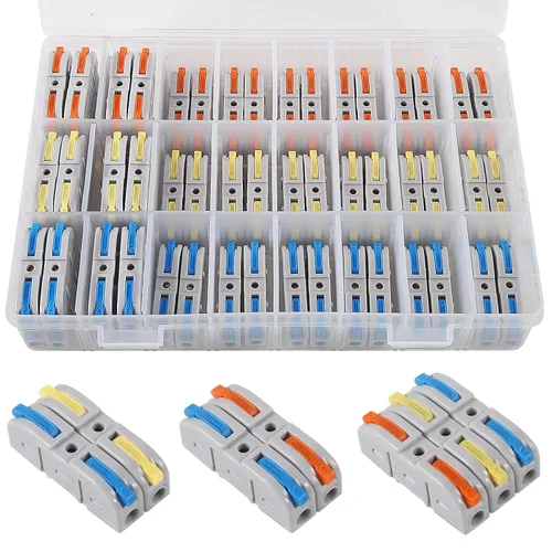 Vista 12 de Kit de conectores de cable de empalme eléctrico de conexión rápida, conectores de cable de palanca, terminales compactos en línea de empalme a tope