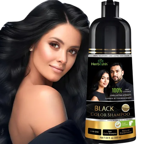 Vista 19 de Herbishh Champú Color Cabello Negro 6.8 fl oz+ Aceite Cabello 1 fl oz+ Aceite de argán y negro