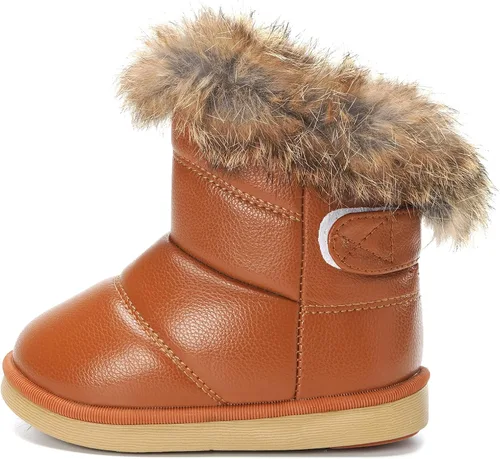 Vista 2 de KVbabby Botas de nieve para niños pequeños con forro de piel sintética impermeables