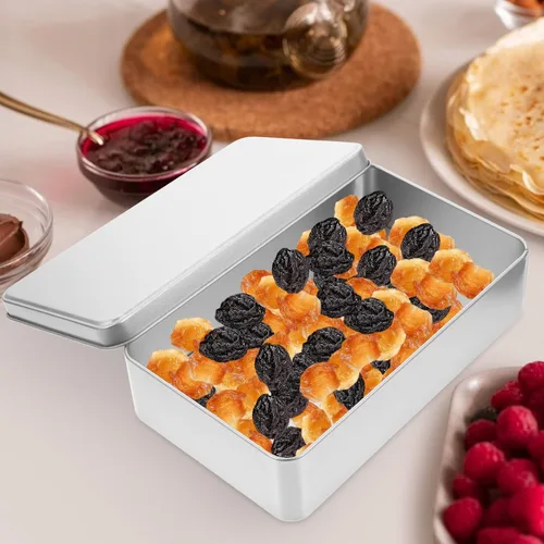 Vista 4 de Luxshiny Recipientes de comida 3 unids caja de almacenamiento de hojalata rectangular caja de hojalata Contenedor de caramelo de lata Tarro