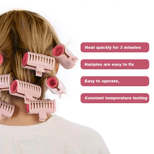 Vista 3 de Rodillos eléctricos con calefacción, 15 unidades de varillas eléctricas para rizar el cabello, rodillo rizador de pelo de 1.181 in con pinzas