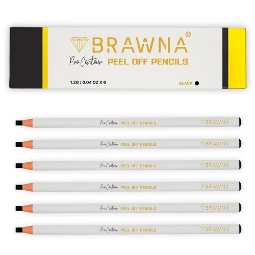 Vista 9 de Brawna Paquete de 6 lápices de cejas Pro Peel Off para mapeo de labios y cejas, suministros de microblading, color blanco