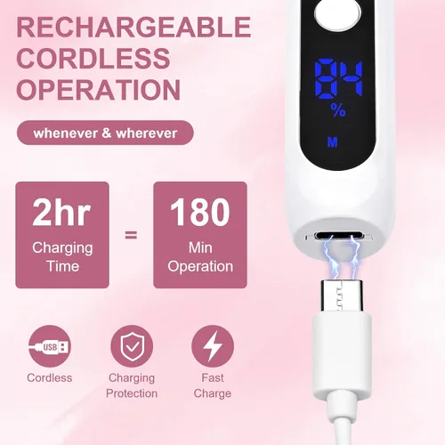 Vista 4 de Kit profesional de manicura y pedicura, taladro eléctrico de uñas con luz LED de 360° y pantalla LCD, lima de uñas eléctrica, herramientas