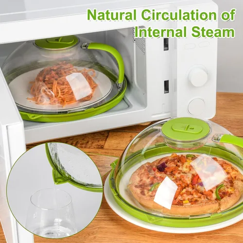 Vista 6 de Cubierta mejorada para salpicaduras de microondas para alimentos, cubierta transparente para microondas con vaporizador de agua, protector