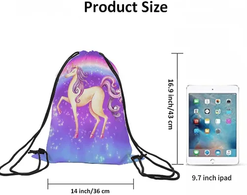 Vista 6 de Beabes Acuarela Unicornio Cordón Bolsas Mochila Gimnasio Saco, Multi-a66, Mochilas de viaje