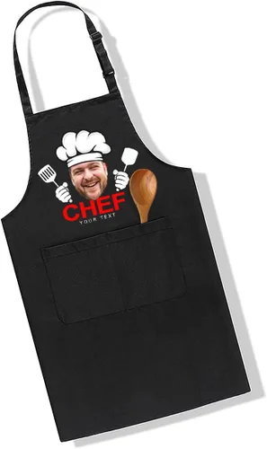 Vista 7 de Delantales de chef personalizados, delantal de cocina personalizado con nombre de foto, logotipo, 2 bolsillos, regalo de cocina para hornear