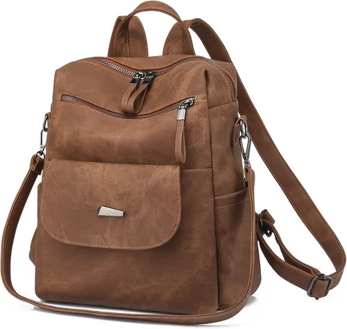 Vista 11 de Bolso tipo mochila para mujer, pequeño, de cuero impermeable antirrobo, bolsos de hombro para damas