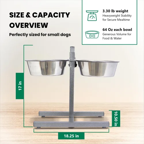 Vista 6 de Iconic Pet Comedor doble ajustable H-Design – Base de goma antideslizante sin ruido estable soporte de comida para perros con cuencos elevados