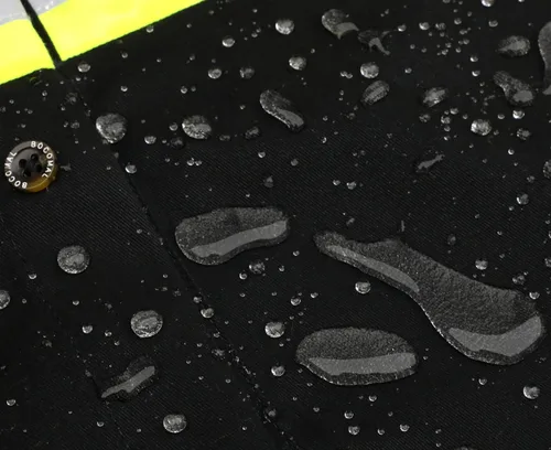 Vista 8 de BOCOMAL Camisas FR de alta visibilidad con botones de 7.5 onzas ANSI/ISEA tipo O Class1 resistente al fuego Hi Vis Refective Safety Jacket Negro