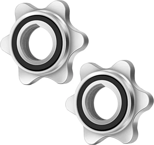 Vista 8 de Lamoutor 2 piezas de collar de tuerca hexagonal antideslizante con tornillo para mancuernas de barra para levantamiento de pesas