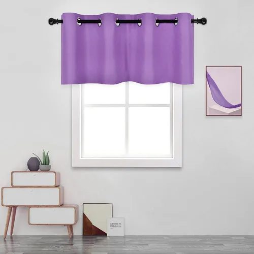 Vista 73 de DECOVSUN Cenefa de cortina opaca amarilla brillante para ventanas de cocina, cenefa opaca con ojales para dormitorio, cenefa corta y recta para sala