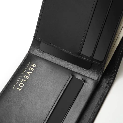 Vista 6 de REVELOT Cartera delgada clásica piel auténtica con bloqueo RFID W2 Negro - Minimalista