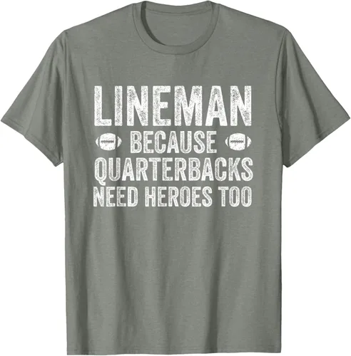 Vista 36 de Lineman Because Quarterbacks Need Heroes Camiseta de fútbol linieros S Negro
