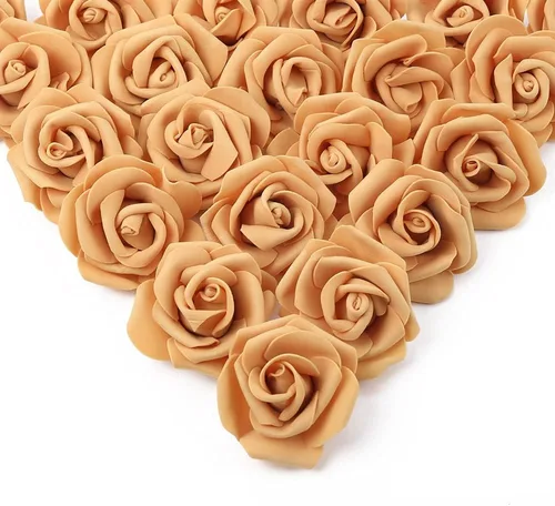 Vista 26 de IPOPU Cabezales de rosas artificiales, 100 rosas falsas de espuma negra de aspecto real para bricolaje, bodas, baby shower, centros de mesa 100