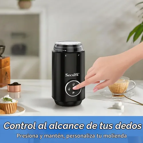 Vista 4 de Secura Brands Molinillo eléctrico de grano de café, negro
