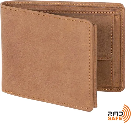 Vista 6 de DiLoro Billetera de cuero para hombre de tamaño completo con cremallera plegable y protección RFID