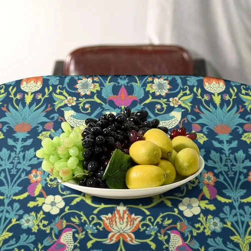 Vista 8 de Mantel Floral Retro de Pájaros, Diseño Original Bohemio William Morris Estampado Cubierta de Mesa para Hogar Picnic Fiesta Comedor Cocina William