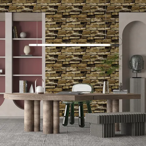 Vista 2 de Papel Tapiz de Piedra Despegar y Pegar - Papel Tapiz Autoadhesivo y Removible Decoraciones de Piedra Papel de Contacto 17.7"x78.8" Vinilo