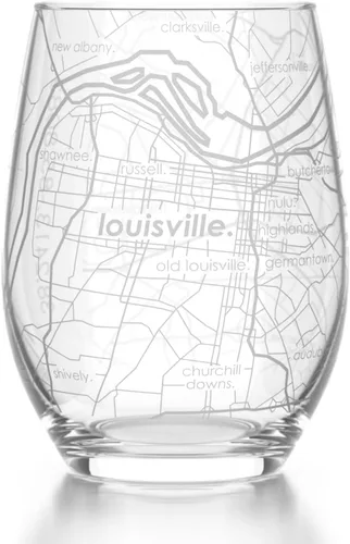 Vista 33 de Well Told Copa de vino sin tallo grabada con mapa de Atlanta, Georgia (15 oz, transparente) - Mapa de ciudad grabado, vaso personalizado, regalos