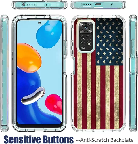 Vista 5 de Funda para Redmi Note 11 (4G)/Redmi Note 11S con protector de pantalla de vidrio templado, cuerpo completo, lindo diseño floral, a prueba de golpes