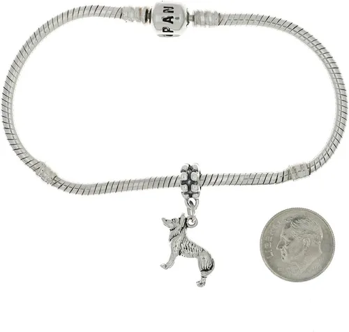 Vista 2 de LGU Abalorio de plata de ley oxidada con diseño de perro husky siberiano, No aplicable