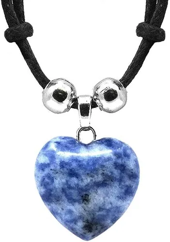 Vista 15 de Collar ajustable con dije de cristal curativo en forma de corazón, joyería de chakras hecha a mano para mujer, accesorios bohemios Negro Onyx