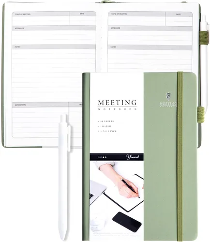 Vista 18 de Cuaderno de Reuniones para Trabajo con Elementos de Acción 5.5×8.5 Tapa Dura Espiral Planificador de Reuniones para Oficina Negocios Notas