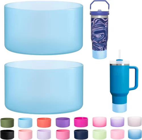 Vista 27 de Paquete de 2 botas de silicona para Stanley Cup de 30 oz y 40 onzas, protector inferior antideslizante y reductor de ruido, cubierta base de vaso