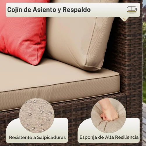 Vista 5 de LHBcraft Juego de muebles de patio al aire libre, 7 piezas seccionales Avena marrón