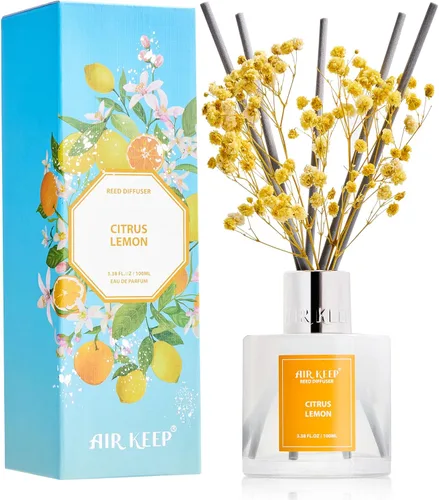 Vista 22 de Airkeep Juego de difusor de varillas – 3.38 onzas líquidas (3.4 fl oz), difusor de aroma de bambú para el hogar, incluye 8 varillas difusoras