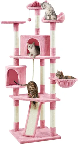 Vista 14 de Yaheetech Árboles para Gatos de Múltiples Niveles Torres para Gatos 79 pulgadas Árbol para Gatos de Interior con Postes Rascadores Cubiertos de Beige