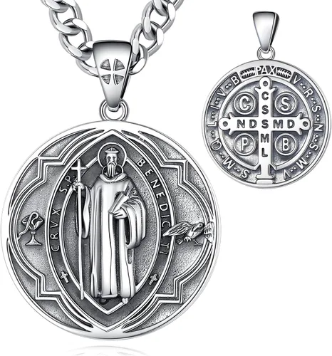 Vista 77 de CELESTIA Medallas de plata de ley 925 San Miguel/San Cristóbal/San Benito/San Gabriel/Virgen María/Jesús/Caravaca/Metatrón/Sello de los Siete