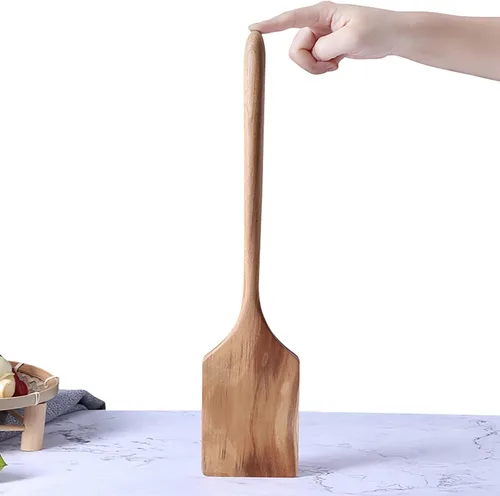 Vista 12 de Cuchara de Madera Gigante - Cucharón Grande de Esquina de 17 pulgadas, en Ángulo Recto, Cucharón de Cocina con Mango Largo Cómodo para Servir