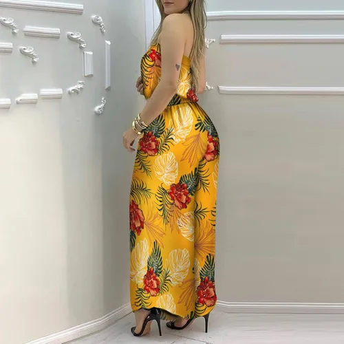 Vista 3 de OIOLOY Mono largo con hombros descubiertos y estampado floral para mujer