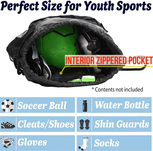 Vista 2 de Athletico Bolsa de fútbol con cordón: mochila de fútbol para niños o niñas también puede llevar baloncesto o voleibol