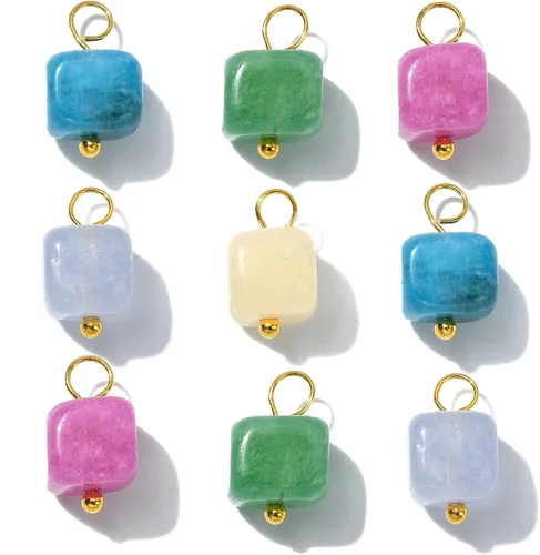 Vista 9 de Ipotkitt 100 dijes de chakras de piedra teñida de dolomita natural de colores mixtos para hacer joyas, collares, aretes