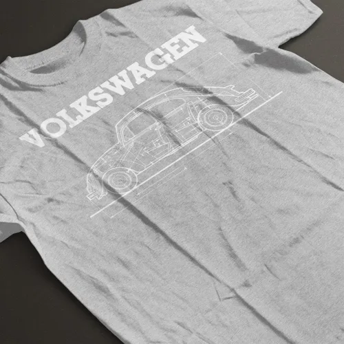 Vista 4 de Volkswagen Beetle White Technical Diagram - Camiseta para hombre