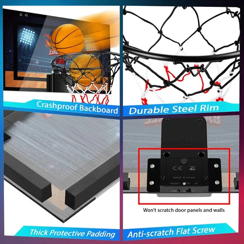 Vista 3 de Indoor Basketball Hoop Boys Gifts for Teens Door Room Basketball Hoop Mini Hoop with Scoreboard, 3 Balls and Batteries Basketball Toys for 8 9 10 11