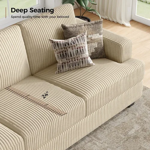 Vista 5 de COPIAE - Sofá de 89 pulgadas con asientos extra profundos, sofá de 3 plazas para la sala de estar, sofá moderno y cómodo con apoyabrazos, asientos