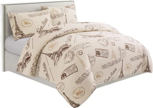 Vista 129 de Marina Decoration Juego de funda de edredón de 3 piezas con 2 fundas de almohada, diseño de rayas negras y grises, tamaño doble/matrimonial