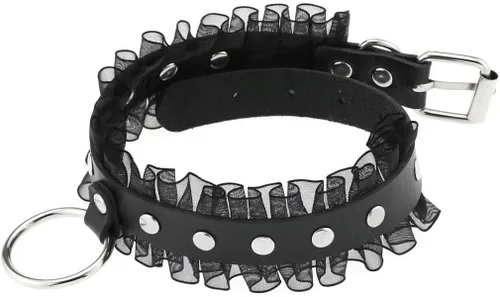 Vista 6 de Punk Harajuku - Anillo de encaje para el cuello con diseño de temperamento anillo sexy collar de remache collar de piel sintética gargantilla