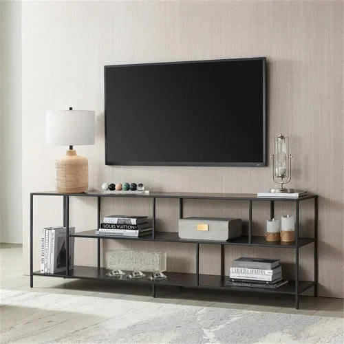 Vista 2 de Pemberly Row Moderno soporte de TV de madera/metal para televisores de hasta 70" en negro