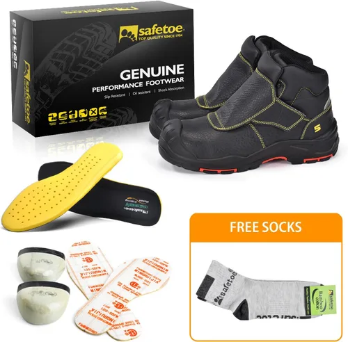 Vista 6 de SAFETOE Botas de soldadura para hombres Botas de seguridad con punta compuesta Botas de soldadura resistentes al fuego Botas de trabajo de soldador