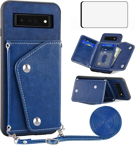 Vista 9 de Asuwish Funda de teléfono para Google Pixel 6 Pro Wallet Cover con protector de pantalla de vidrio templado y soporte para tarjeta de crédito