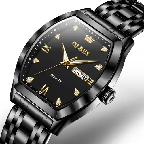 Vista 2 de OLEVS Relojes para hombre, de lujo, para negocios, analógicos, de cuarzo, relojes de pulsera para hombre con correa de malla de acero inoxidable