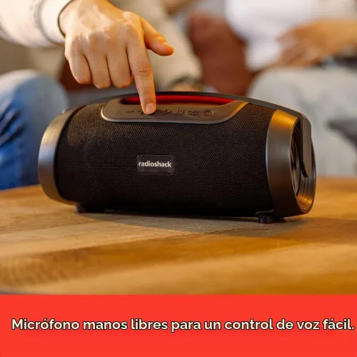 Vista 3 de RadioShack Altavoz Bluetooth impermeable IPX5 con luz RGB, negro, 40W