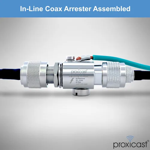 Vista 5 de Proxicast Pararrayos coaxial para 0 a 6 GHz (N-Macho/N-Hembra) - Protector de rayos de antena de 230V de grado profesional para 4G, LTE, 5G, Wi-Fi