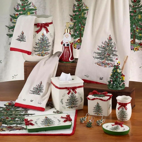 Vista 2 de Spode - Toalla de baño, toalla de algodón suave y absorbente, colección de árbol de Navidad
