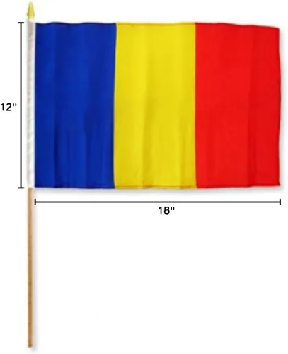 Vista 2 de AES Bandera de palo de Rumania 12"x18" (1)